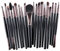 OFFIGAM 20pièces Pinceaux De Maquillage Professionnels Kit De Brosse Pour Fond De Teint Et Sourcils Outils Cosmétiques Noir