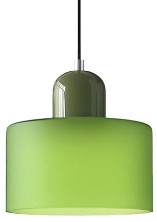 XIRYTU-H Moderne Skandinavische Pendelleuchte aus Glas, E27 Hängelampe, Höhenverstellbar (200 cm), Metall & Glas, Für Küche, Esszimmer, Café, Bar – Mehrere Farben (20CM, Mattes Grün)