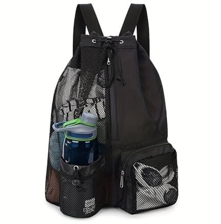 Yiortbe Sac à dos de plage ultra-léger et pliable, sac de natation avec cordon de serrage, sac de sport réglable avec cordon de serrage, sac de sport unisexe imperméable, à la natation. Noir.