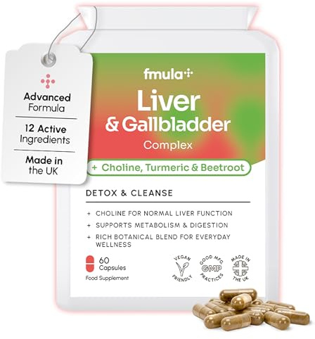 Liver Detox & Gallbladder Cleanse Supplement - Natural Liver Cleanse Detox and Repair Complex with Choline, Turmeric, Beetroot, Garlic, NAC & Alpha Lipoic Acid - UK Made Liver Support Supplements