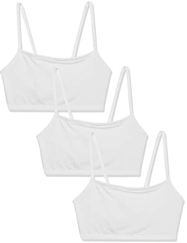 Fruit of the Loom Damen Baumwolle mit Spaghettiträgern – Ganztägiger Komfort Sport-BH, Undurchsichtige, Weiß/Weiß/Weiß, 90 (3er Pack)