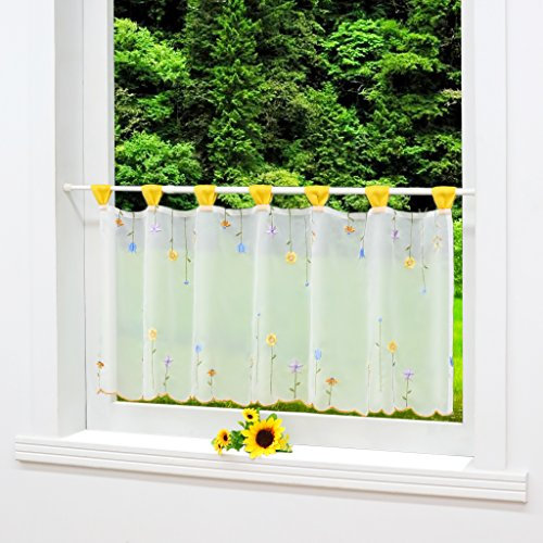 Joyswahl Voile Scheibengardine Transparente Bistrogardine »Augusta« mit Schlaufen Kaffee Stores Vorhang HxB 45x160cm #3 1er Pack