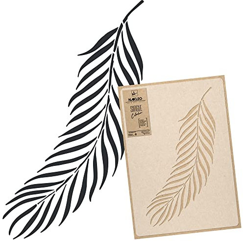 NAKLEO Plantilla Reutilizable Plástico Pared – 59x95cm - Tropical Palmera Hoja - Grande Papel pintado Patrón Pintura DIY Bricolaje Artesanía - Tela Muebles Madera Lienzo