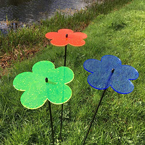 Sun Catcher Garden Decor 3er Set Sonnenfänger Garten Stecker, Statuen, Figuren 75cm hohe Blumen Dekoration für Garten, Balkon oder Terrasse, Farbe:orange/blau/grün