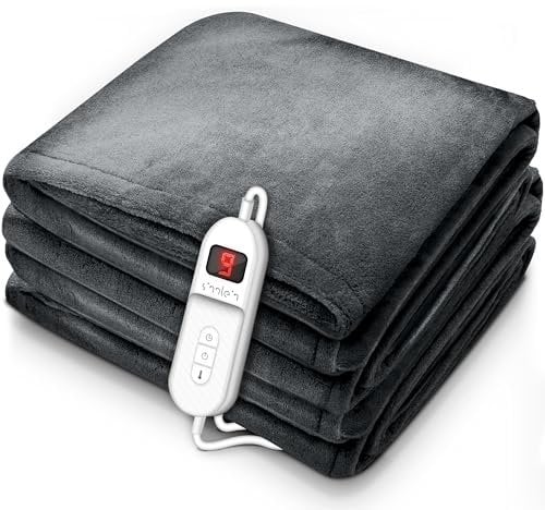sinnlein® Heizdecke aus Plüsch 160 x 120 cm | elektrische Wärmedecke mit Abschaltautomatik | Kuscheldecke | Timerfunktion | 9 Temperaturstufen | waschbar bis 40°C | Digitalanzeige