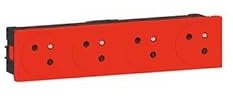 Legrand 077174L Quadruple Prise de Surface Mosaic Link Raccordement Latéral, Courant 2P+T, 8 Modules, Rouge
