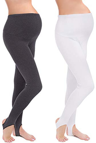 Futuro Fashion Lot de 2 leggings de grossesse chauds en coton avec intérieur en polaire pour l'hiver et l'automne - - 51