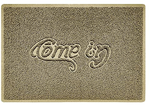 Nicoman COME-IN Embossed Shape Door Mat Dirt-Trapper Washable Barrier Doormat-(Use Indoor or Sheltered Outdoor)-(90x60cm/3x2ft,Large) Beige