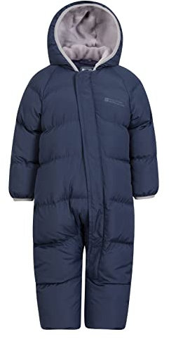 Mountain Warehouse Frosty Kids Junior Padded Snowsuit - Puffer Jacket with Central Zip, Hand & Foot Cuffs, Fleece Lined - Autumn Winter Travelling & Outdoors Navy Kids Size 2-3 Years