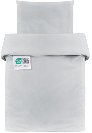 MAKIAN Baby Bettwäsche Set - 80x80 cm / 35x40 cm - 2-teilige Kinderbettwäsche aus 100% Baumwolle (Oeko-TEX® Standard 100 geprüft) - Passend für Babybett, Stubenwagen, Kinderwagen (Grau)