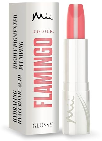 Mii Cosmetics HydraBoost Lip Lover Lipstick, Long Lasting, Packed with Hyaluronic Acid, High Impact Colour, Glossy Luminous Finish, Moisturising Lipstick for Healthy & Plump Lips, Flamingo