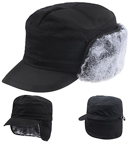 Winter warme Militärische Kadettmütze Trapper Hut Herren Kappe Aviator Pilotenmütze Fliege Ohrenklappen Ohrschutz Mütze Fell Armee Ski hat
