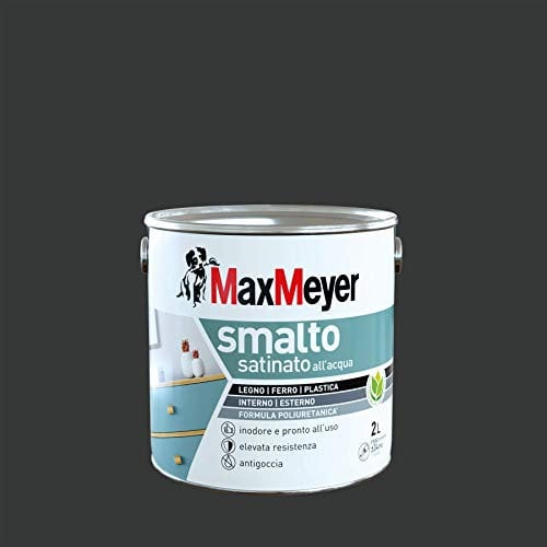 Maxmeyer Smalto All'Acqua Poliuretanico Satinato Nero 2 L