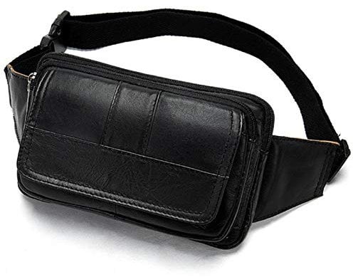 HGYJ Gürteltasche,Taillentasche für Herren und Damen Schulter Crossbody Leder Retro Brusttasche Mode Casual Outdoor Wandertasche,Black