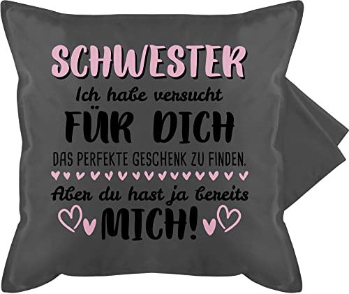 Shirtracer Kissenbezug - Kissen - Schwester versucht Finden - 50 x 50 cm - Grau - Geburtstagsgeschenke für Schwestern Geschenke Sister Beste kissenhülle Geburtstagsgeschenk