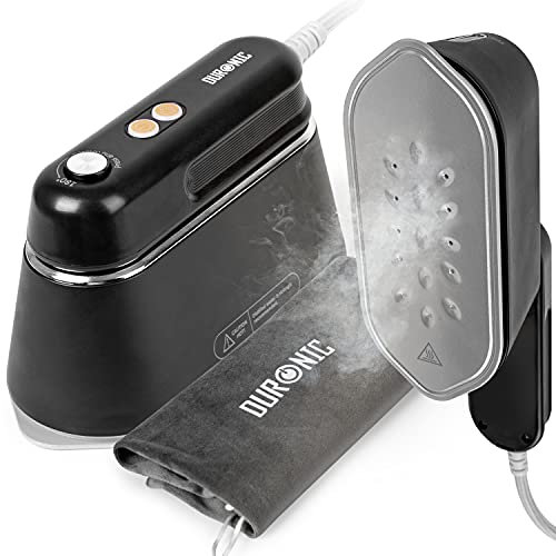 Duronic Steam Irons HS90 BK Travel Iron, Garment Steamers, Handheld Vertical Steamer for Travel, Holiday Quilting Craft, Crease Wrinkle Remover, Black