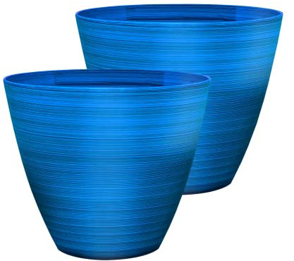 SG Traders Plastic Plant Pots Flower Pot with Drainage Holes, Garden Planters for Outdoor, Plant Containers for Home, Stylish Glossy Design Garden Flower Pots, Set of 2, 25cm,30cm Outdoor Planter pot