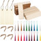ZOCONE 108 Stück DIY Lesezeichen blanko aus Holz Set, Quaste Nettes Lesezeichen, enthält 36 Leere Holzlesezeichen mit Löchern, 36 Bunte Quasten, 36 Stränge Feines Garn, für DIY, Dekoration, Geschenk