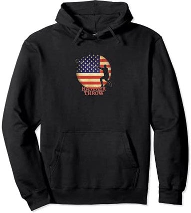Track and Field USA Team Thrower American Flag Hammer Throw Pullover Hoodie