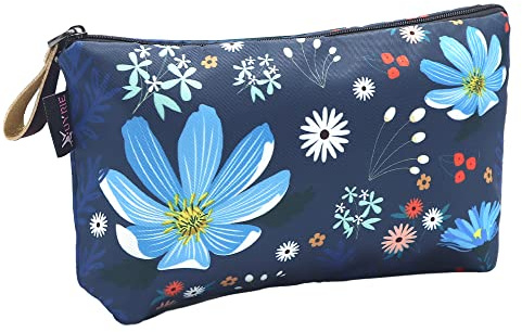 Kosmetiktasche, UYRIE Make up Tasche Reise Make up Taschen wasserdichte Kulturtasche Blaue Blume