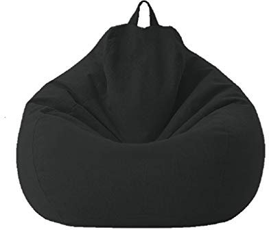 XIXIMAON Sitzsack Bezug ohne Füllung Sitzsackhüllen Abnehmbarer Sitzsack Hülle Bezug Einfarbig Indoor Sitzsack Abdeckung mit Reißverschluss für Kinder und Jugendliche und Erwachsene (Schwarz, S)