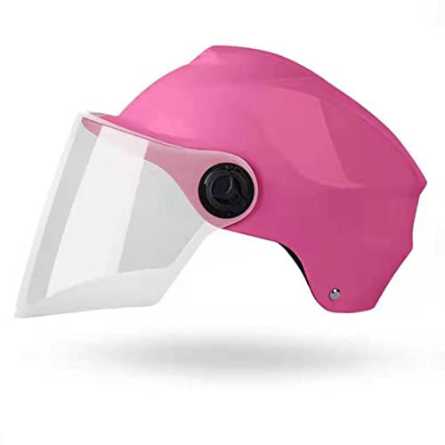 Casque Moto Jet Casque Mobylette Bols Casque Ouvert Hommes Rétro Street Scooter Bike Moped Femmes Casque Adultes Vintage Casque Moto Demi-Coquille Homologation ECE,Rose