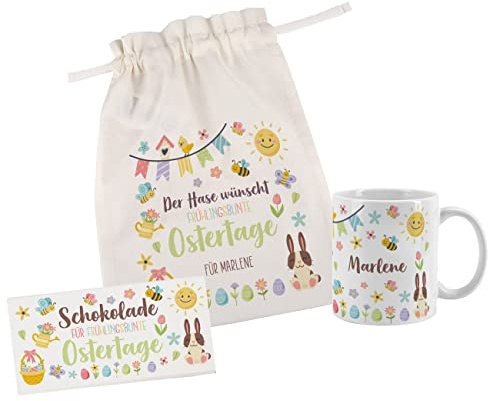 Herz & Heim® Geschenkset zu Ostern -frühlingsbunte Ostertage-, personalisiert