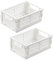 SelfTek 2 Stück Klappkisten Set, 2 Stück großer klappbox, Faltbarer Obstkorb aus Kunststoff, klappkorb für Küche,Arbeitszimmer und Büro, 25 x 16,5 x 10 cm (Weiß)