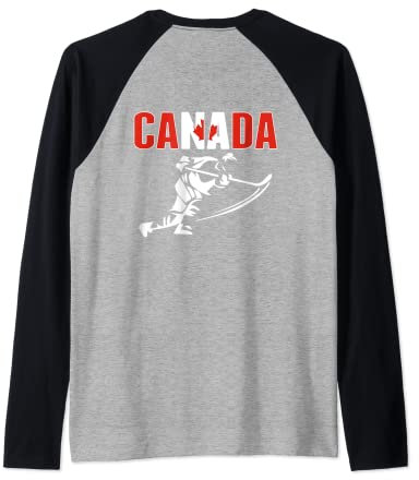 Canada Ice Hockey Fans Jersey Kanadische Flagge Hockeyschläger Raglan