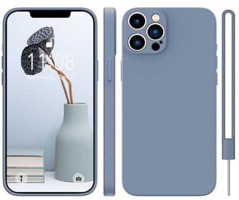 KPPIT for iPhone 13 Pro Case Protective Case Silicone,Lavender Gray | With phone lanyard,Microfiber Lining,ltra Slim Soft Gel Anti-Scratch
