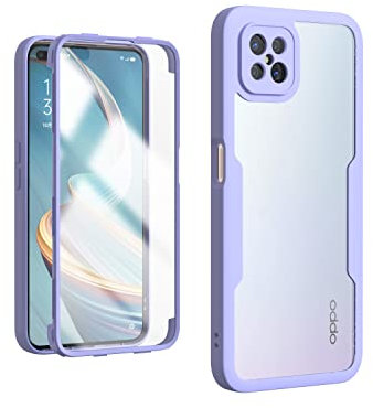 PEIYE Hülle für Oppo Reno 4Z 5G (Reno4 Z), 360 Grad Rundumschutz Stoßfeste Handyhülle mit Integriertem Displayschutz, Transparent Soft TPU Bumper Schutzhülle -Lila
