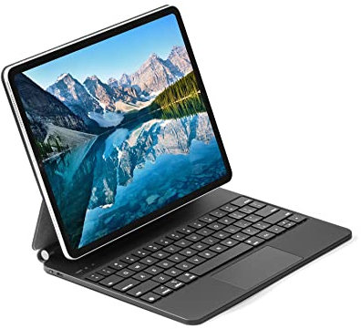 Custodia con Tastiera per iPad Pro 12,9 pollici 6/5/4/3 Gen American QWERTY con Tastiera e Supporto, Trackpad Multi-touch Tastiera Wireless Bluetooth Magnetica, per iPad Pro 12,9 pollici (Nero)
