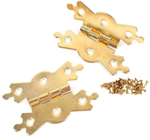 Decorative Polished Brass Butterfly Hinges 2-Inch Antique Butterfly Design Fancy Cabinet Door Hinge with Matching Screw Decorative Hinges Door Furniture Pack of 10.
