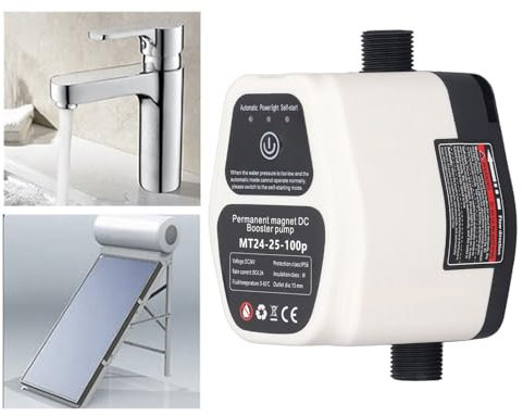 Pompa Booster Pressione Acqua, 100-240 V Pompa Booster a Basso Rumore Rilevamento Intelligente per Bagno (Spina europea 100‑240 V)