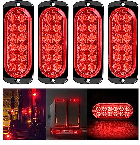 auvstar 4PCS 12-24V LED Notfall-Stroboskop Blinklichter für PKW Warnlicht Stroboskoplicht Frontblitzer Rot Blitzer Licht Achtung Blinklicht Auto LKW Van Geländewagen ATV SUV (Rot)