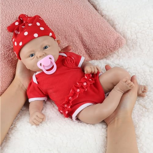 IVITA Full Body Silicone Reborn Baby Doll Newborn Baby Doll Handmade Blue Eyes Soft Baby Doll Girl (WG1512CT-14 inch-1760g-Girl)