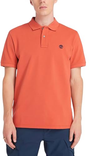 Timberland Men's Pique Short Sleeve Polo Undershirt, Hot Sauce, XXL