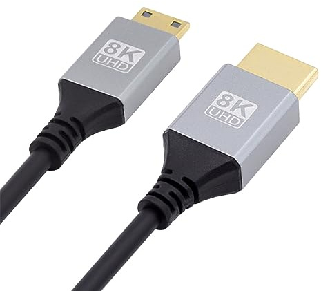 NFHK Mini HDMI 2.1 Ultra Thin HDTV Cable 8K 4K Hyper Super Flexible Slim Cord Type-A to Type-C for Camera HDTV 50CM