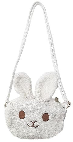 duoyif Kinder Umhängetasche Mädchen Weiß Schultertasche Niedlicher Hase Crossbody Bag 13x9x5cm Crossbody Bag Hase Umhängetasche Handtasche Kleine für Kinder Mädchen