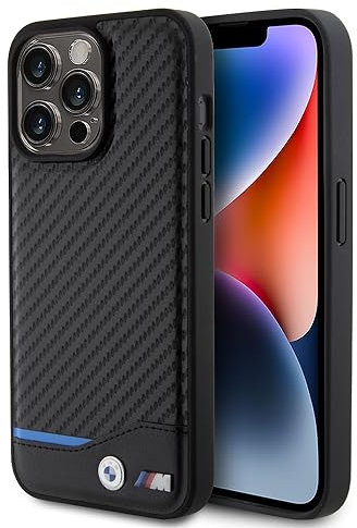 BMW BMHCP15M22NBCK Hülle für iPhone 15 Plus 6.7 Schwarz Leather Carbon
