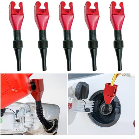 JNNJ 5 Piezas Embudo Para Gasolina, Embudo De Plástico Para Aceite De Motor, Embudo Flexible De Drenaje Gasolina, Embudos Diésel Para Motocicletas, Coches, Gasolina Y Usos Domésticos(Rojo)