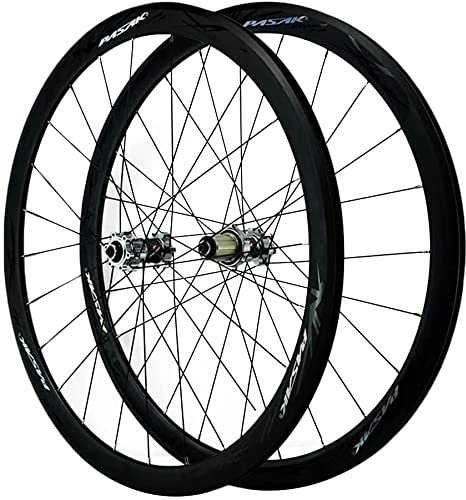 Samnuerly 700C Fahrrad Vorderrad Hinterrad Legierung Scheibenbremse Rennrad Laufradsatz Ultraleicht für 7-12 Geschwindigkeit Freilauf Schnellspanner Laufradsatz (Farbe: Silber, Größe: 700C)