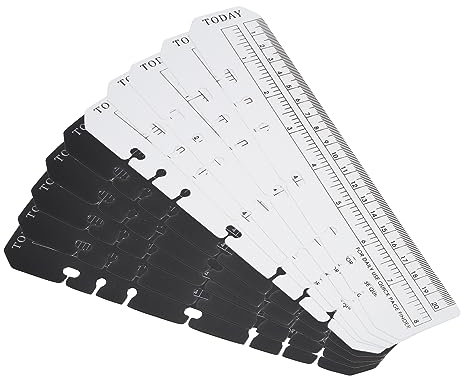 PATIKIL 8.7x1.8 Lesezeichen Lineal 20 Pack Steckbar Lineal Seitenmarker Buchzeichen Messgeräte für A5 Größe 6-Loch Bindemittel Notebook Schwarz Klar