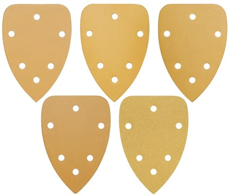 SG Store Lot de 50 papiers abrasifs en forme de souris 140 x 98 mm Grain 80/240/320/400/600 6 trous en oxyde d'aluminium pour pierre artificielle, produits en bois et métal