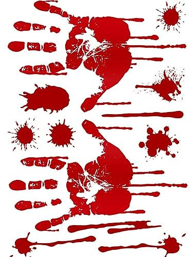 Halloween Aufkleber für Auto, Autosticker Decal Aufkleber Sticker, Aufkleber Blutige Hände Füße Blut Blutspur Horror Grusel Aufkleber Wand Sticker Dekor Auto Styling Heckscheibe Aufkleber