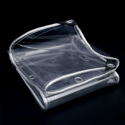 YiHYSj Transparente Plane Mit Ösen 650 g/m² wasserdichte Durchsichtig Abdeckplane PVC 0.55mm Für Draußen Zelt Garten Gewächshaus Pet Hutch Dach Carports Pavillons (2x4m)
