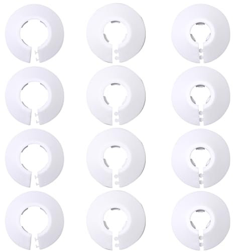 Couvercle de Tuyau de Radiateur Colliers, 12 Pièces cache tuyau plomberie, rosace radiateur, pour Tuyau de Type 12, Type 16, Type 20, rosaces pour tuyaux de chauffage, Blanc