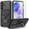 Guisessy Cover Compatibile con Samsung Galaxy A55 5G con 2 Pack Vetro Temperato, Protezione Fotocamera Anti Graffio Custodia 360° Rotante Anello Supporto Militare per Samsung A55 5G - Nero