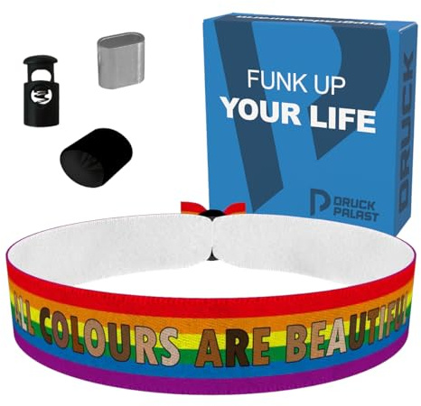 All colours are beautiful rainbow Stoffarmband - Wasserfestes Satin Armband - LGBTQ Stoffarmband - Buntes Armband für Stolz - Handgemachtes Schmuckstück - Festival Accessoire - Geschenk für LGBTQ