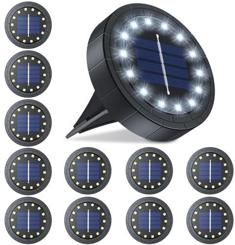 GIACOMO Solar Bodenleuchte 14 LED, Solar Gartenleuchten für Außen IP65 Wasserdicht, Solarleuchte für Garten Außenleuchte außen, für Garten, Rasen, Gehweg, Patio, Auffahrt